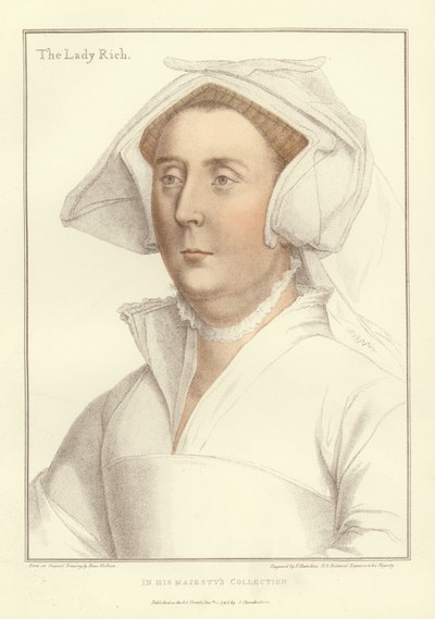 Elizbabeth、Lady Rich（アクアチント） 作： Hans Holbein der Jüngere