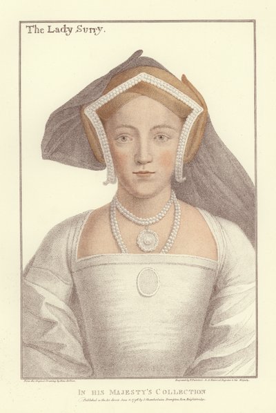 フランシス・ハワード、サリー伯爵夫人（アクアチント） 作： Hans Holbein der Jüngere