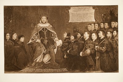 ヘンリー8世が理髪師に憲章を付与、1543年、パブ。 1902（コロタイプ） 作： Hans Holbein der Jüngere