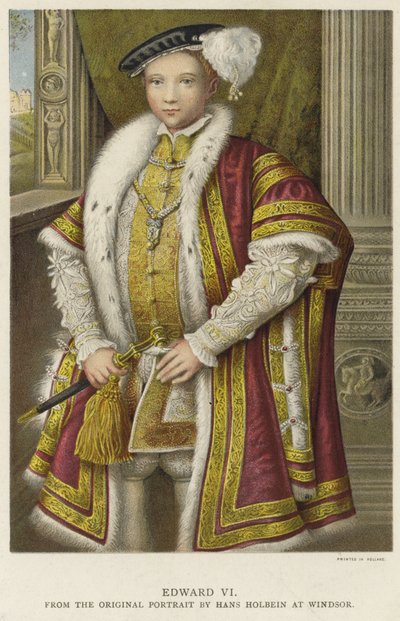 イングランドとアイルランドのエドワード6世王 作： Hans Holbein der Jüngere