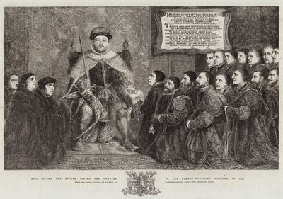 1541年にヘンリー8世が理髪医外科会社に憲章を与えた 作： Hans Holbein der Jüngere