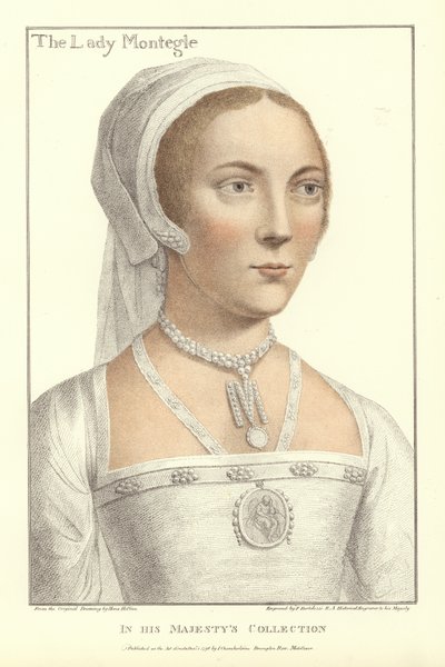 レディメアリーブランドン、男爵夫人モンティーグル（アクアチント） 作： Hans Holbein der Jüngere