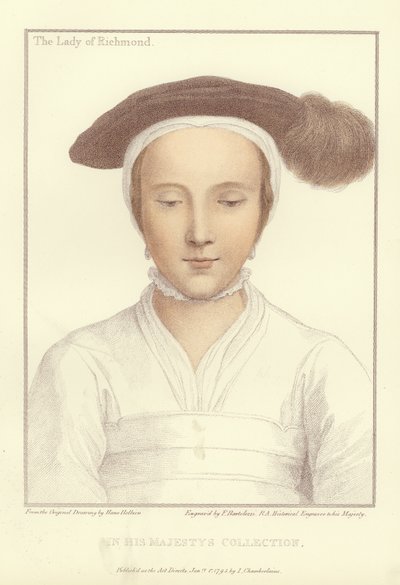 メアリーフィッツロイ、リッチモンドとサマセットの公爵夫人（アクアチント） 作： Hans Holbein der Jüngere