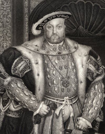 1823年「ロッジの英国の肖像」からのヘンリー8世王（1491-1547）の肖像 作： Hans Holbein der Jüngere
