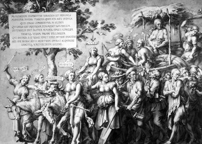 Jan de Bisschopによって描かれた貧困の勝利、1650年頃（ペン、インク、紙の上で洗う） 作： Hans Holbein der Jüngere