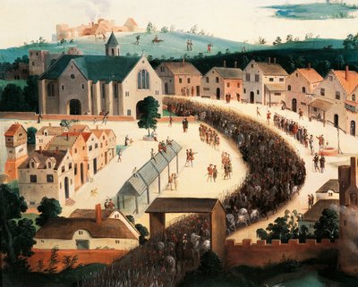 ヘンリー 8 世、6 月 7 日、金布の野原に到着 作： Hans Holbein the Elder