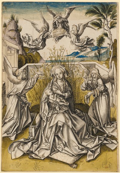 風景の中のマドンナと天使、1500年頃 作： Hans Holbein the Elder
