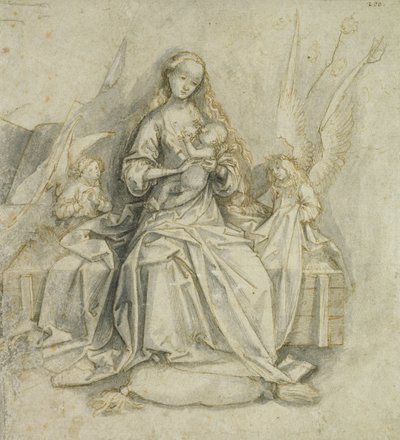マドンナと子供（紙に鉛筆でペンと茶色のインク） 作： Hans Holbein the Elder