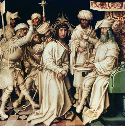 ピラトが彼の手を洗う、三連祭壇画の左パネル、1496 作： Hans Holbein the Elder