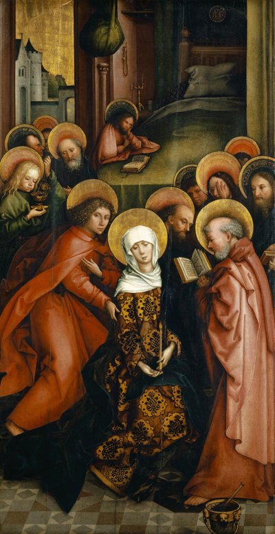 聖母の死、アフラ祭壇画の描かれた翼、1490 作： Hans Holbein the Elder