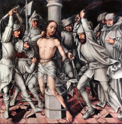 キリストの鞭打ち、祭壇画の詳細、1496 作： Hans Holbein the Elder