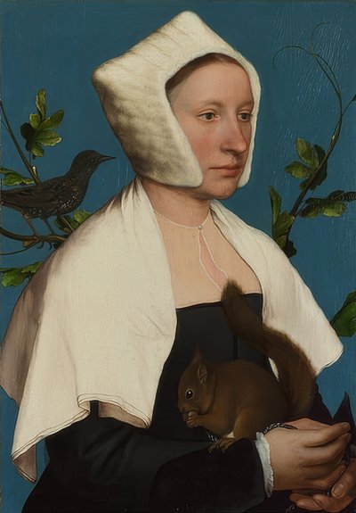 リスとスターの女性（アン・ロヴェル？）。 1526〜28年頃 作： Hans Holbein der Jüngere