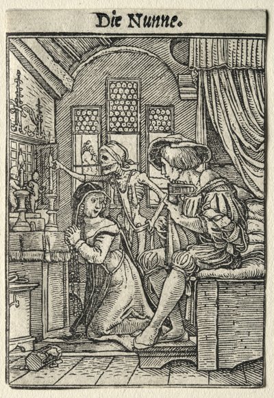 死のダンス: 修道女 作： Hans Holbein the Younger