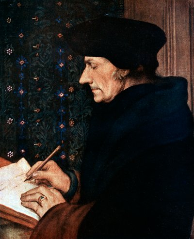 Desiderus Erasmus 1497-1543、オランダの人文科学者および学者、1523年。 作： Hans Holbein der Jüngere