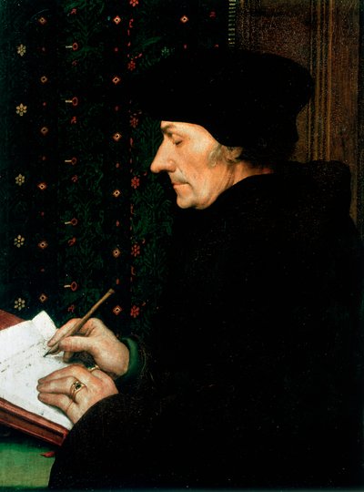 Desiderus Erasmus、オランダ人道主義者および学者、1523年 作： Hans Holbein der Jüngere