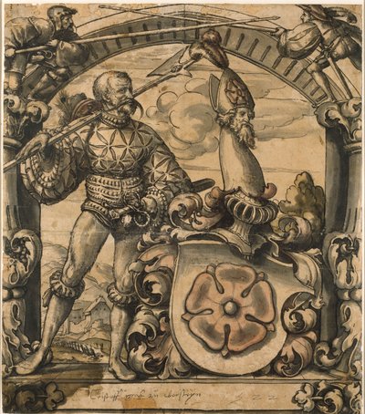 ステンドグラスの紋章パネルのデザイン、1522年 作： Hans Holbein der Jüngere