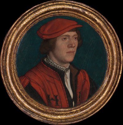 赤い帽子をかぶった男の肖像、1532-35 作： Hans Holbein der Jüngere
