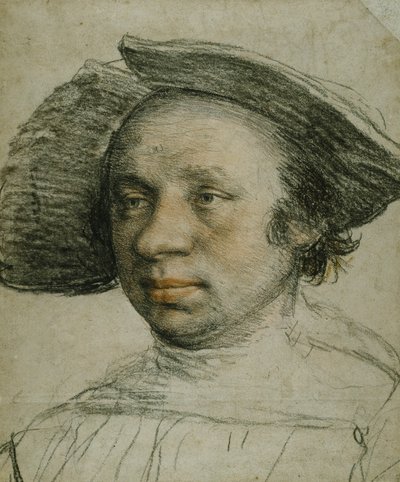 つばの広い帽子をかぶった青年の肖像」1524-26年頃（紙にチョーク 作： Hans Holbein der Jüngere
