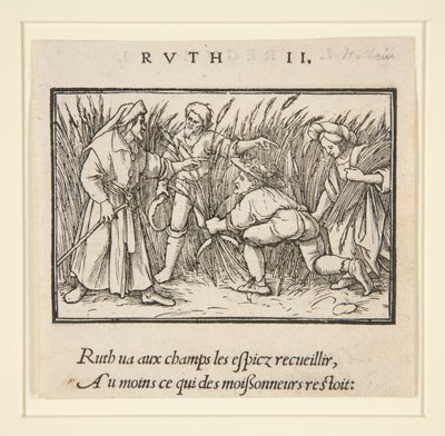 ブーズの野原でのルースの掃除（直訳）; ハンナとエルカナ (裏) 作： Hans Holbein der Jüngere