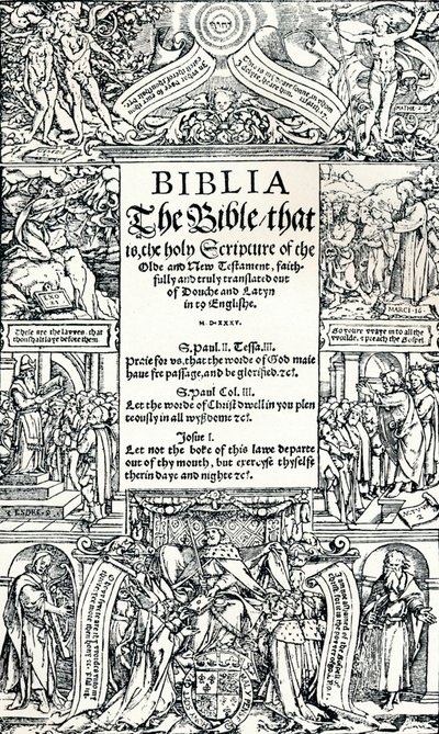 Coverdales英語聖書のタイトルページ、1535 作： Hans Holbein der Jüngere