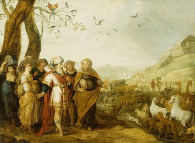 ノアとその家族は箱舟に乗船する前に、 作： Hans III Jordaens