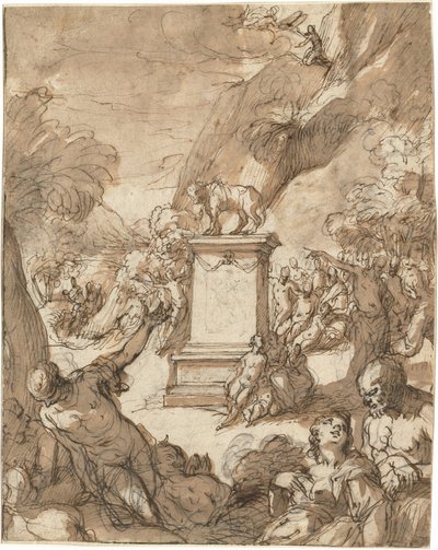 金の子牛の崇拝 作： Hans I or Johann Rottenhammer