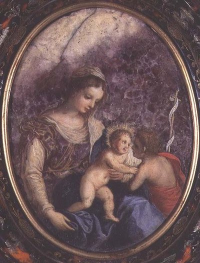 聖母子と聖ヨハネ 作： Hans I or Johann Rottenhammer