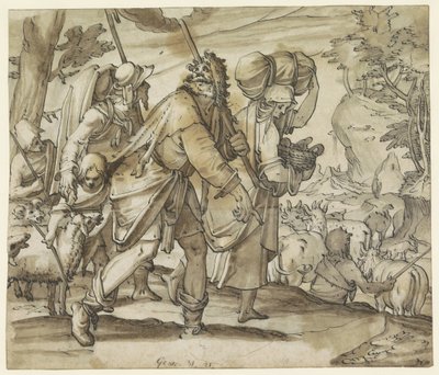 ヤコブはカナンの地でラバンから逃げる 作： Hans Jegli (II)