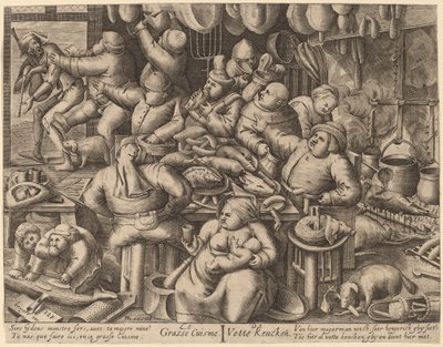 ザ ファット キッチン 作： Hans Liefrinck I, after Pieter van der Heyden, after Pieter Bruegel the Elder