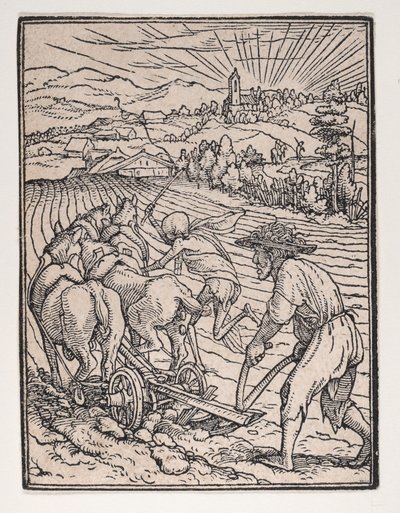 The Dance of Deathの農民またはPloughman、ca。 1526年、1538年に出版。 作： Hans Lützelburger
