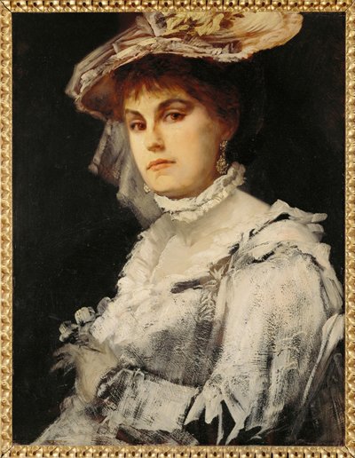 アマリー・マカート、画家の最初の妻...（木に描かれた絵） 作： ハンス・マカート