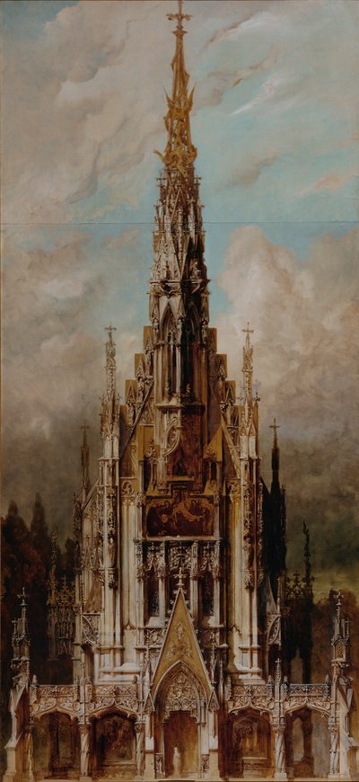 ゴシック様式の聖ミカエル埋葬教会、塔のファサード 作： Hans Makart