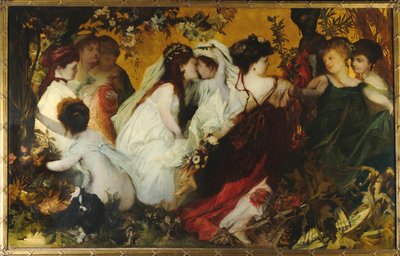 現代のアモレッティ、トリプティク、右パネル、1868 年。 作： Hans Makart