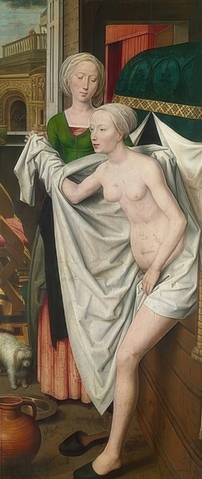 お風呂でバトシェバ。 1485年頃 作： Hans Memling