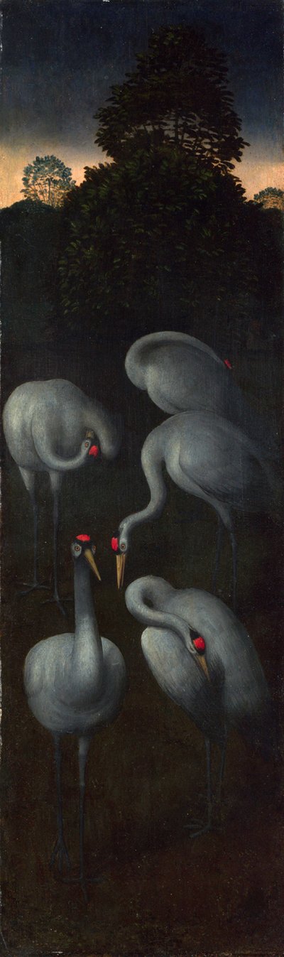 クレーン三連祭壇画のパネルの裏側c。 1480 作： Hans Memling