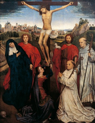 ヤン・クラッブのトリプティク」の中央パネル「磔刑」、1470年頃 作： Hans Memling