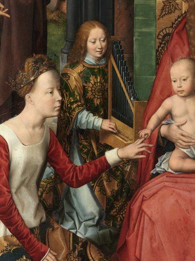 洗礼者聖ヨハネと福音伝道者聖ヨハネのトリプティクの中央パネルの詳細 作： Hans Memling