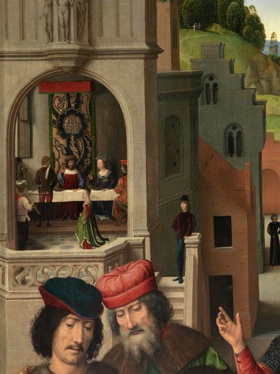 洗礼者聖ヨハネと福音伝道者聖ヨハネのトリプティクの左パネルの詳細 作： Hans Memling