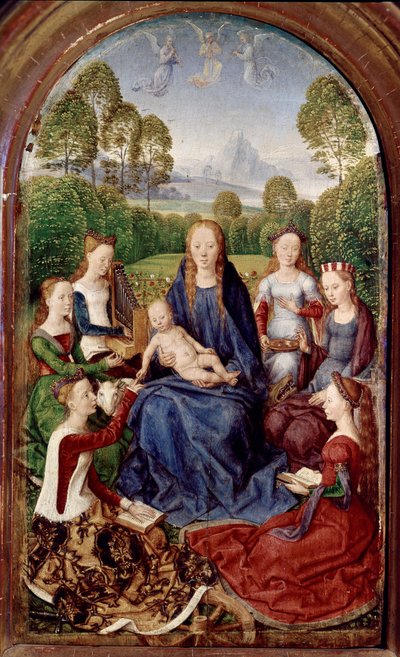 ジャン・デュ・セリエの二部作。聖母と6人の聖人（油彩・パネル 作： Hans Memling