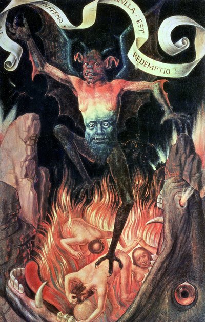 地獄、地上の虚栄心と神の救済のトリプティク、c.1485の右側のパネル 作： Hans Memling