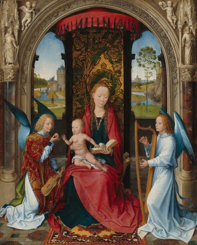 聖母子と天使たち 作： Hans Memling