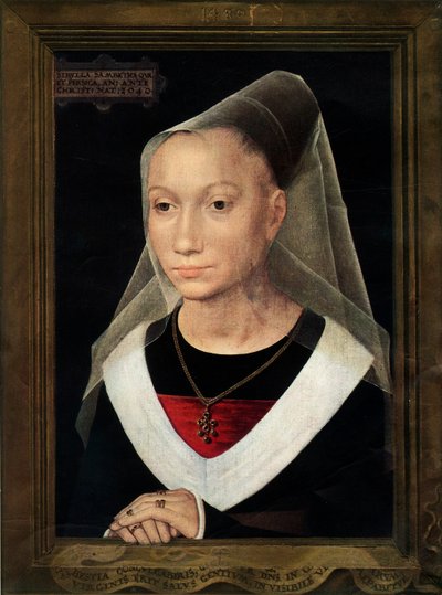 1480年、ウィレムモレルの娘、マリーの肖像。 作： Hans Memling