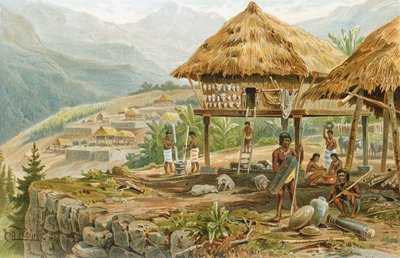 フィリピンのルソン島にあるイゴロテ農場。1896年、フリードリッヒラツェル教授による「人類の歴史」第1巻 作： Hans Meyer