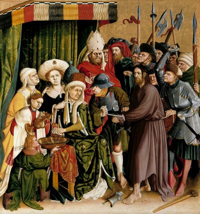 ピラトの前のキリスト。ヴルツァッハ祭壇の翼、1437 作： Hans Multscher