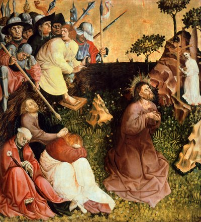 庭での祈り、Wurzach Altarpiece のパネル 作： Hans Multscher