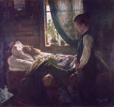 労働者の死の床 作： Hans Olaf Heyerdahl