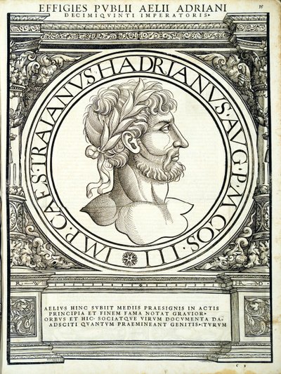 ハドリアヌス帝、東西のローマ皇帝の古代硬貨の最も真実な画像から、ルドルフヴィッセンバッハによって彫刻され、アンドレアスハンバーガー、ズリによって印刷されました 作： Hans Rudolf Manuel Deutsch