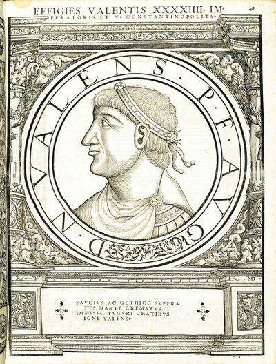1559年にチューリッヒのアンドレアスゲスナーによって印刷されたルドルフヴィッセンバッハの彫刻で、古代の硬貨のローマの東西の正真正銘の画像を司る強力なイラスト 作： Hans Rudolf Manuel Deutsch