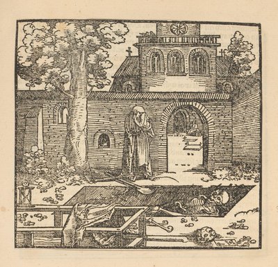 お墓で泣く女性 作： Hans Schäufelein (possibly)