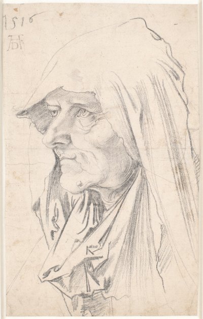 左の横顔の老婆の肖像 作： Hans Schäufelein